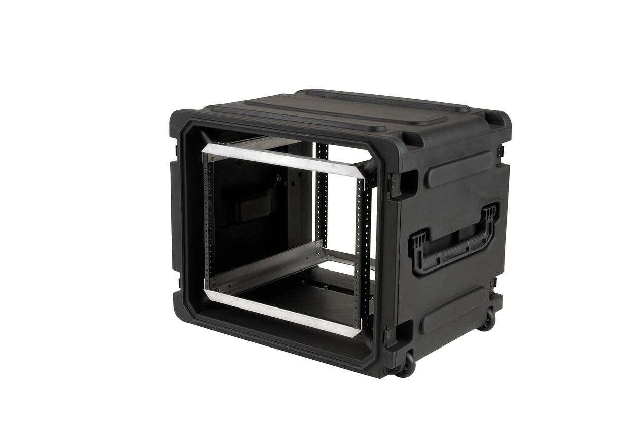 SKB - rSeries - 8U Rolling Shock Rack - Schwarz - 20-Zoll Tief - mit Rollen