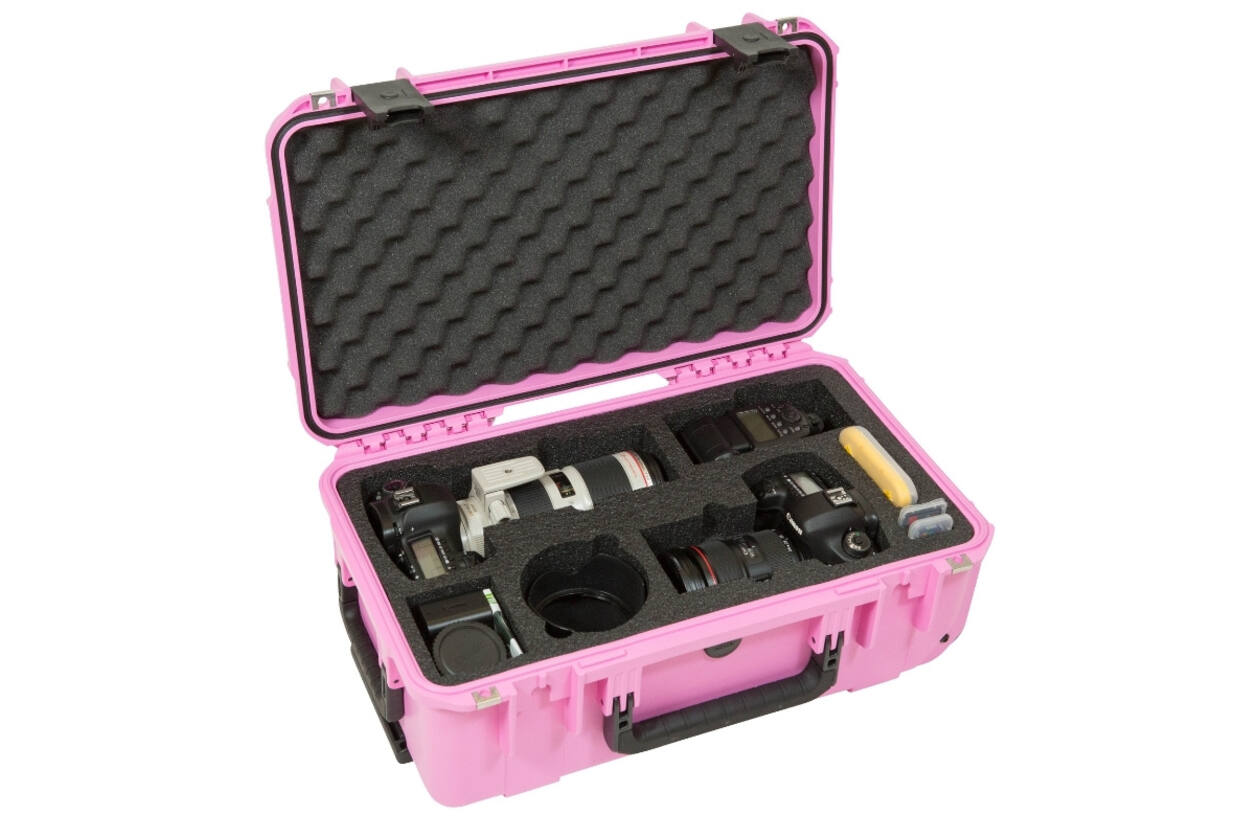 SKB – iSeries – Wasserdichter Koffer – Rosa – Einlage für zwei DSLRs und zwei Objektive