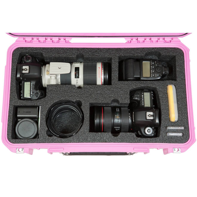 SKB – iSeries – Wasserdichter Koffer – Rosa – Einlage für zwei DSLRs und zwei Objektive